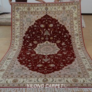 Wool Silk Rug Thick Handmade Traditional Area Beige Carpet 6x9ft - Yilong  Carpet Factory
